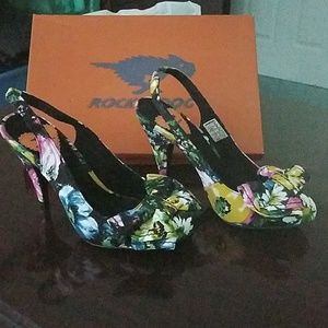 Rocket Dog Floral Round Toe Slingbacks, Size 6.5